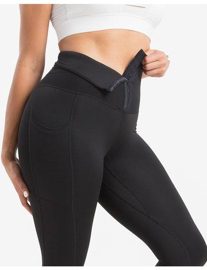 Breasted Yoga Pants Pocket Plus Size Belly Contraction Weight Loss Pants Sports Tight Yoga Shaping Pants