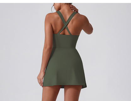 Nude Feel Anti Exposure Basic Sports Dress Summer Outdoor Golf Vest Yoga Tennis Dress