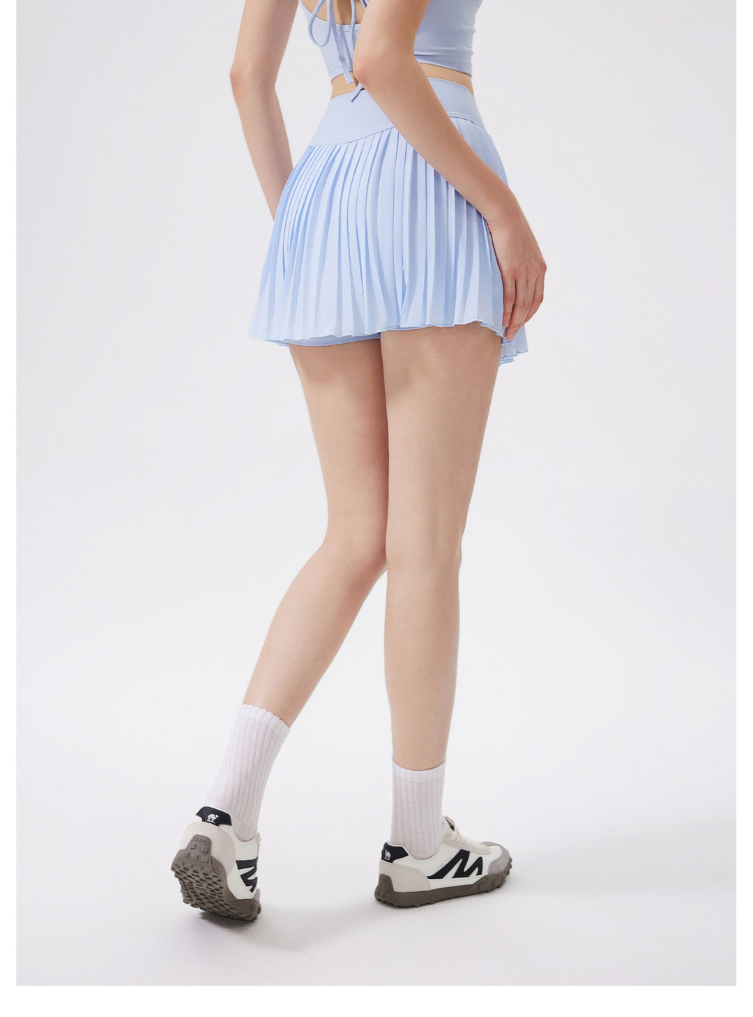 Summer Elastic High Waist Slimming Yoga Skirts Lined Light Belt Pocket Tennis Skirt Casual Outdoor Pleated Skirt