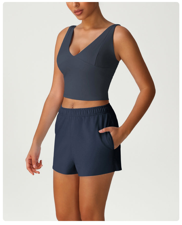 High Waist Loose Track Sweatpants Pocket Casual Running Workout Shorts Outdoor All Matching Yoga Shorts