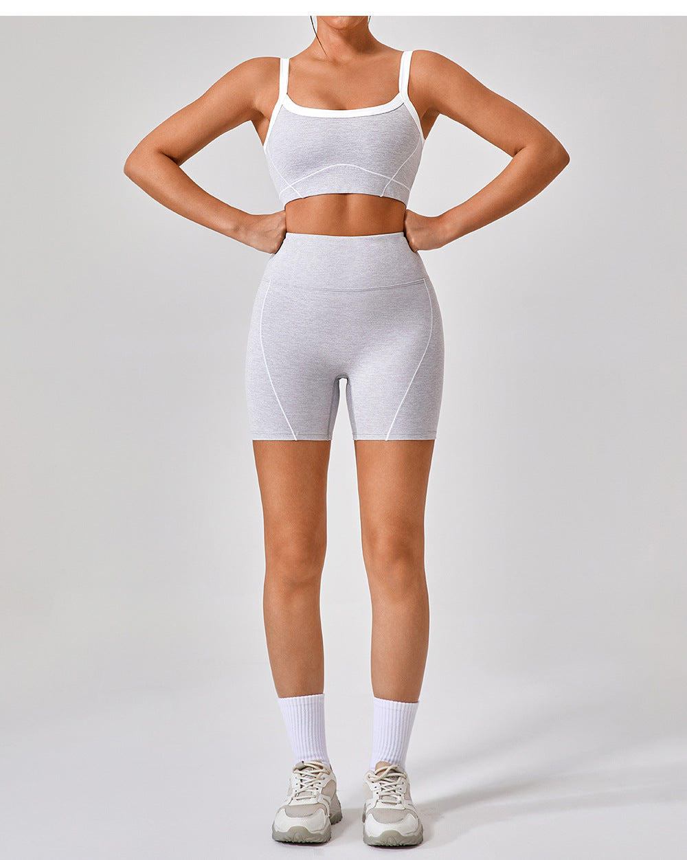 Nude Feel Tight Outdoor Sports Underwear Women Spaghetti Strap Contrast Color Suit Sling Yoga Clothes