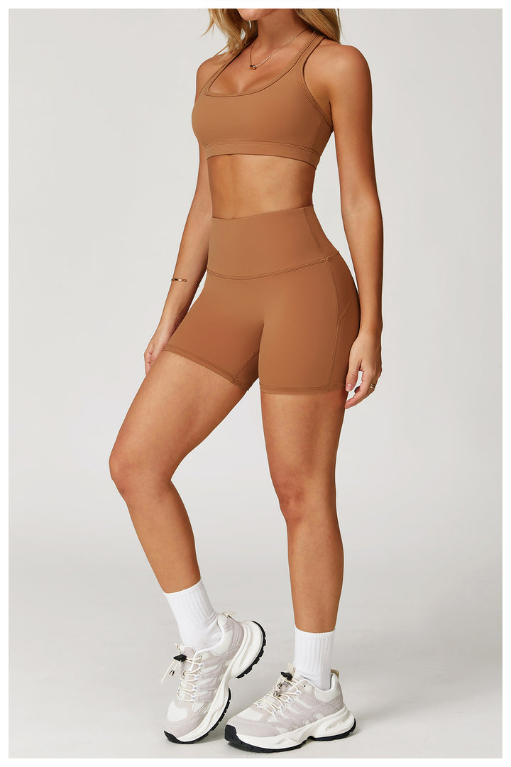 Sollinarry Nude Feel Yoga Shorts Women High Waist Quick Drying Skinny Slimming Shorts Running Exercise Workout Pants
