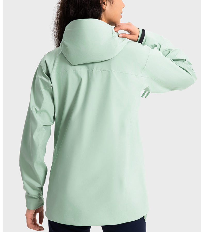 Big Brand Same YKK Zipper Windproof Waterproof Moisture Permeable Shell Jacket Multi Functional Mid Length Hooded Outdoor Mountaineering Clothing