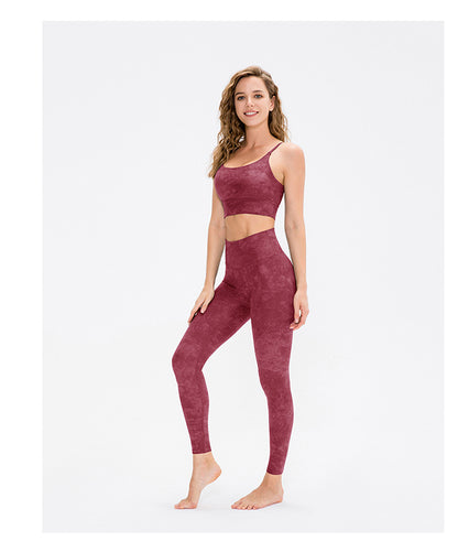 Printed Yoga Bra Women High Elastic Running Sports Underwear with Chest Pad Double Sided Nude Feel Workout Clothes Vest