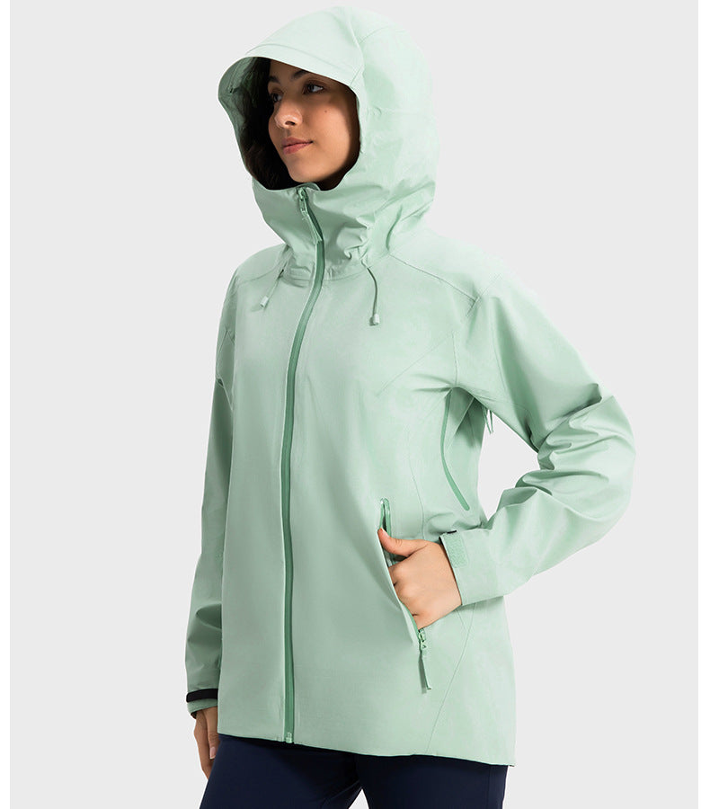 Big Brand Same YKK Zipper Windproof Waterproof Moisture Permeable Shell Jacket Multi Functional Mid Length Hooded Outdoor Mountaineering Clothing