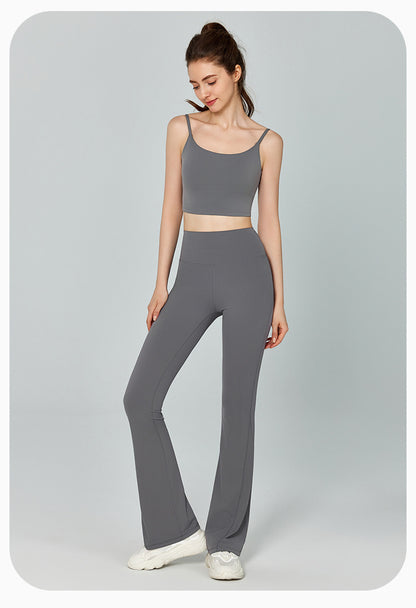 Thin Gao Shi Line Yoga Trousers Women High Waist Hip Lift Fitness Bell Bottom Pants Slim Slimming Wide Leg Pants Outer Wear