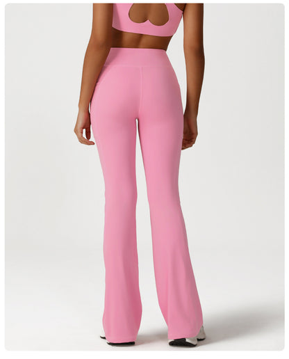 Cross High Waist Yoga Bell-Bottom Pants Women Dance Sports Wide Leg Pants Casual Hip Lifting Fitness Bootcut Trousers