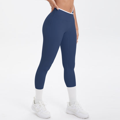 Sexy Hip Lifting Cross High Waist Cropped Pants Women Sports Fitness Pants
