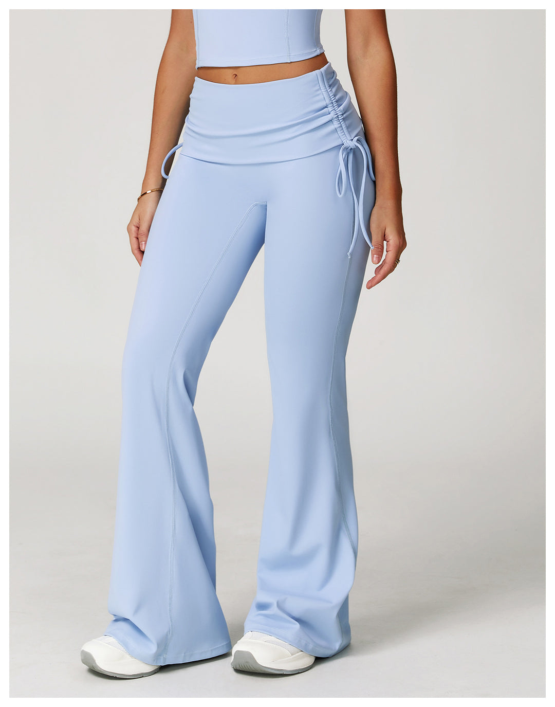 Sollinarry Folding High Waist Flared Pants Nude Feel Wide Leg Slimming Trousers Outdoor Running Fitness Sports Flared Pants