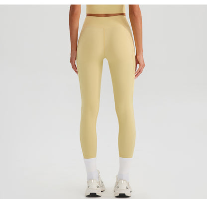 Summer High Waist Cross Yoga Trousers Nude Feel Quick Drying Fitness Outer Pocket Running Body Shaping Sports Trousers