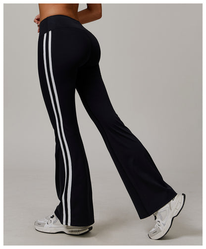 Sollinarry Nude Feel Sports Trousers Slightly Stretch Slimming Wide Leg Fitness Pants Quick Dry Casual Running Bell Bottom Pants
