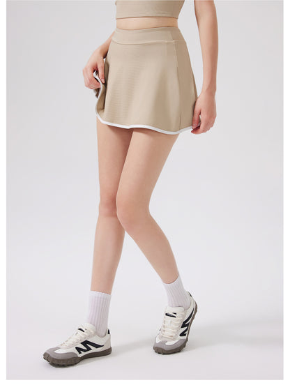Nude Feel Quick-Drying Sports Short Skirt Sports Fitness Thread Yoga A line Short Skirt Exposure Sports Tennis Skirt