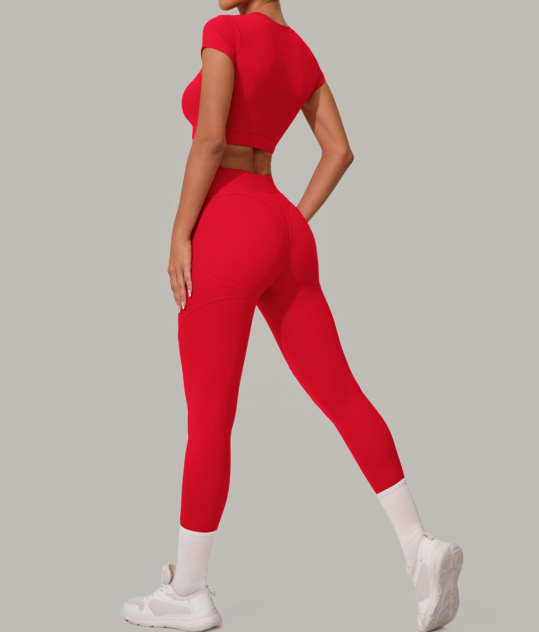 Autumn Sand Brushed Yoga Two Piece Sets Tight High Waist Hip Lifting Yoga Running Exercise Workout Outfit