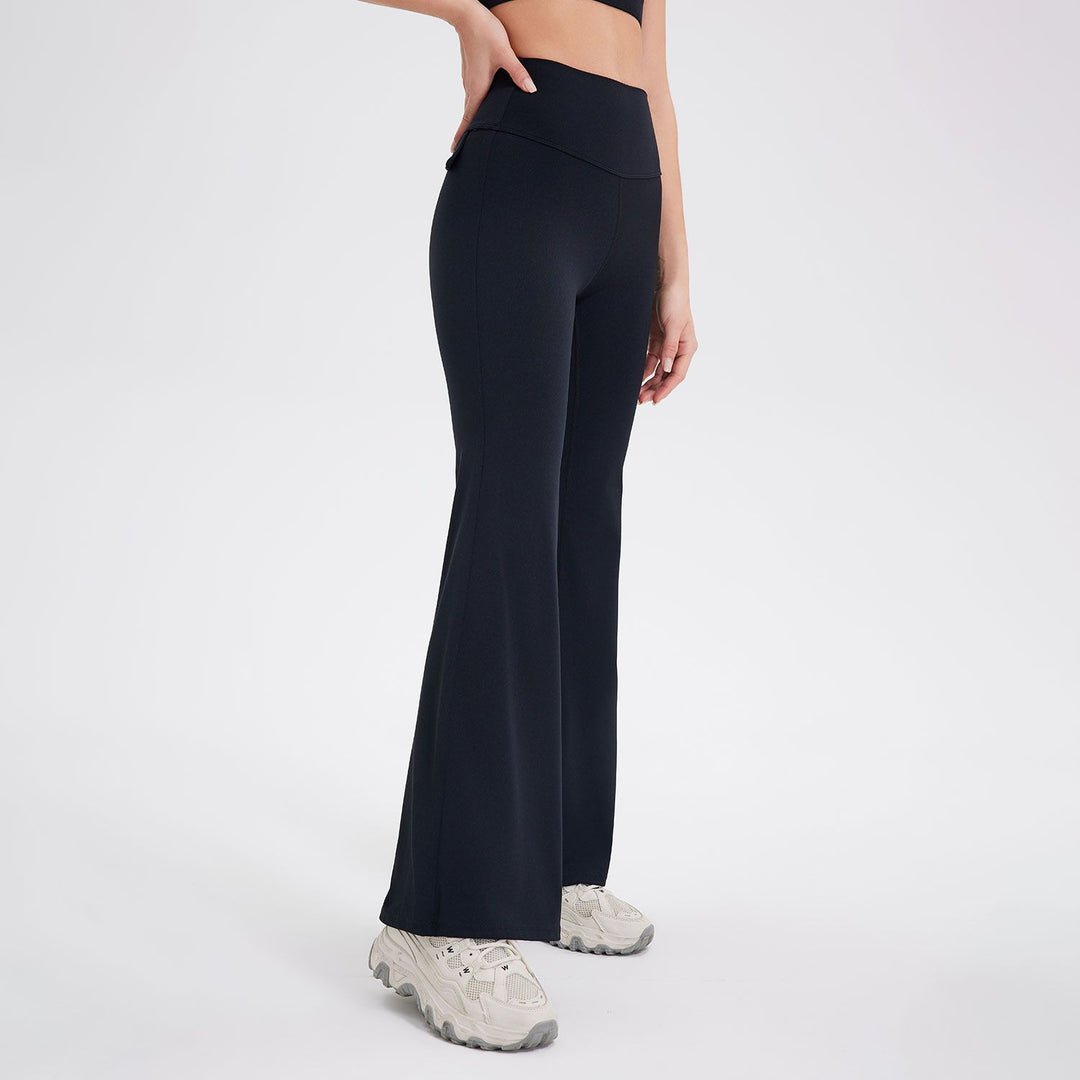 Spring Summer Lycra Sports Nude Feel Yoga Pants Women High Waist Hip Lift Bell Bottom Pants Sports Fitness Dance Fitness Micro Pants