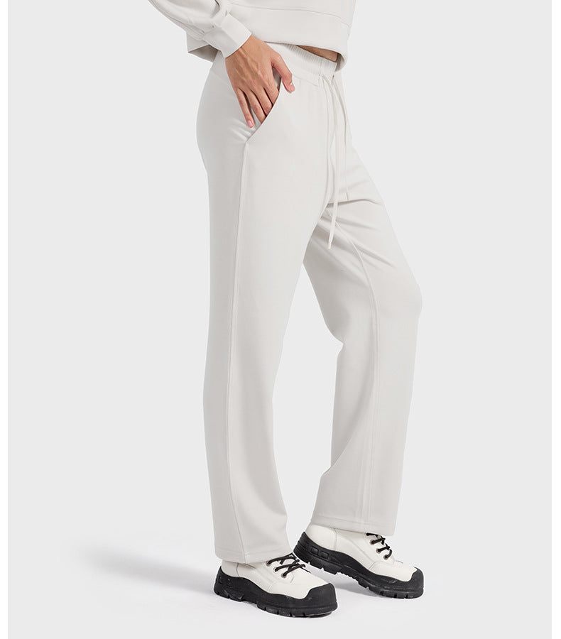 Autumn Winter Air Layer Skin Friendly Casual All Match Track Sweatpants Quick Drying Loose Drooping Straight Sports Pants Women