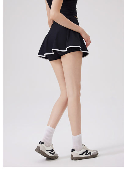 Nude Feel Quick-Drying Sports Short Skirt Sports Fitness Thread Yoga A line Short Skirt Exposure Sports Tennis Skirt