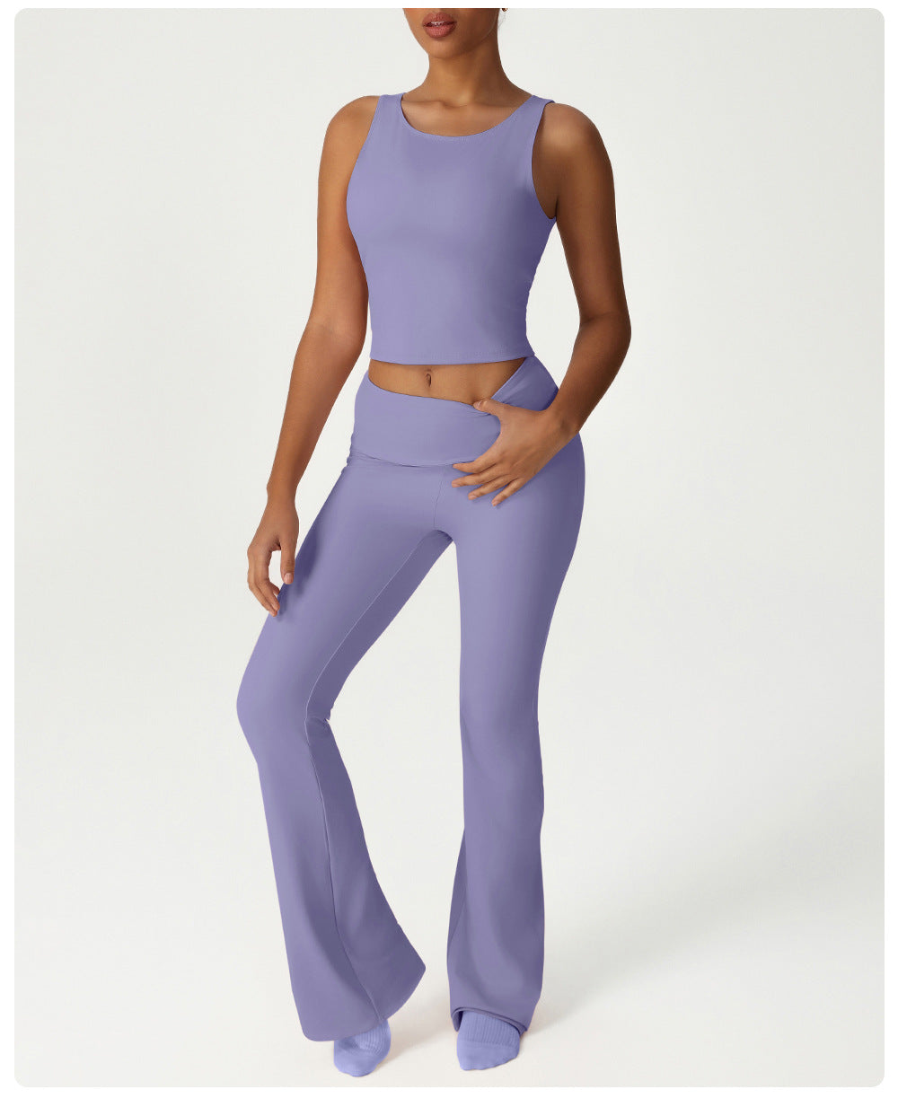 Folding High Waist Hip Lift Yoga Pants Casual Slim Fit Wide Leg Bell Bottoms Sports Fitness Outdoor All Matching Trousers