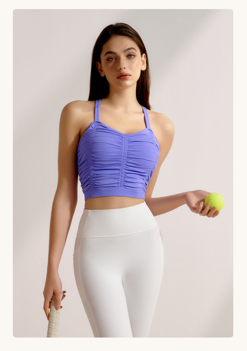 Spring Summer Yoga Wear Professional Sports Underwear with Chest Pad Push up Collapsed Beauty Back Outer Wear Training Workout Top