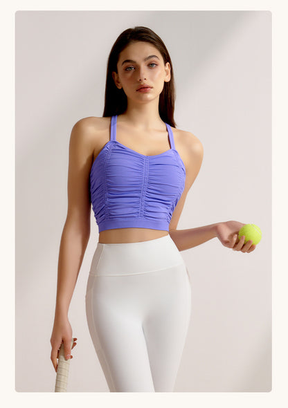 Spring Summer Yoga Wear Professional Sports Underwear with Chest Pad Push up Collapsed Beauty Back Outer Wear Training Workout Top