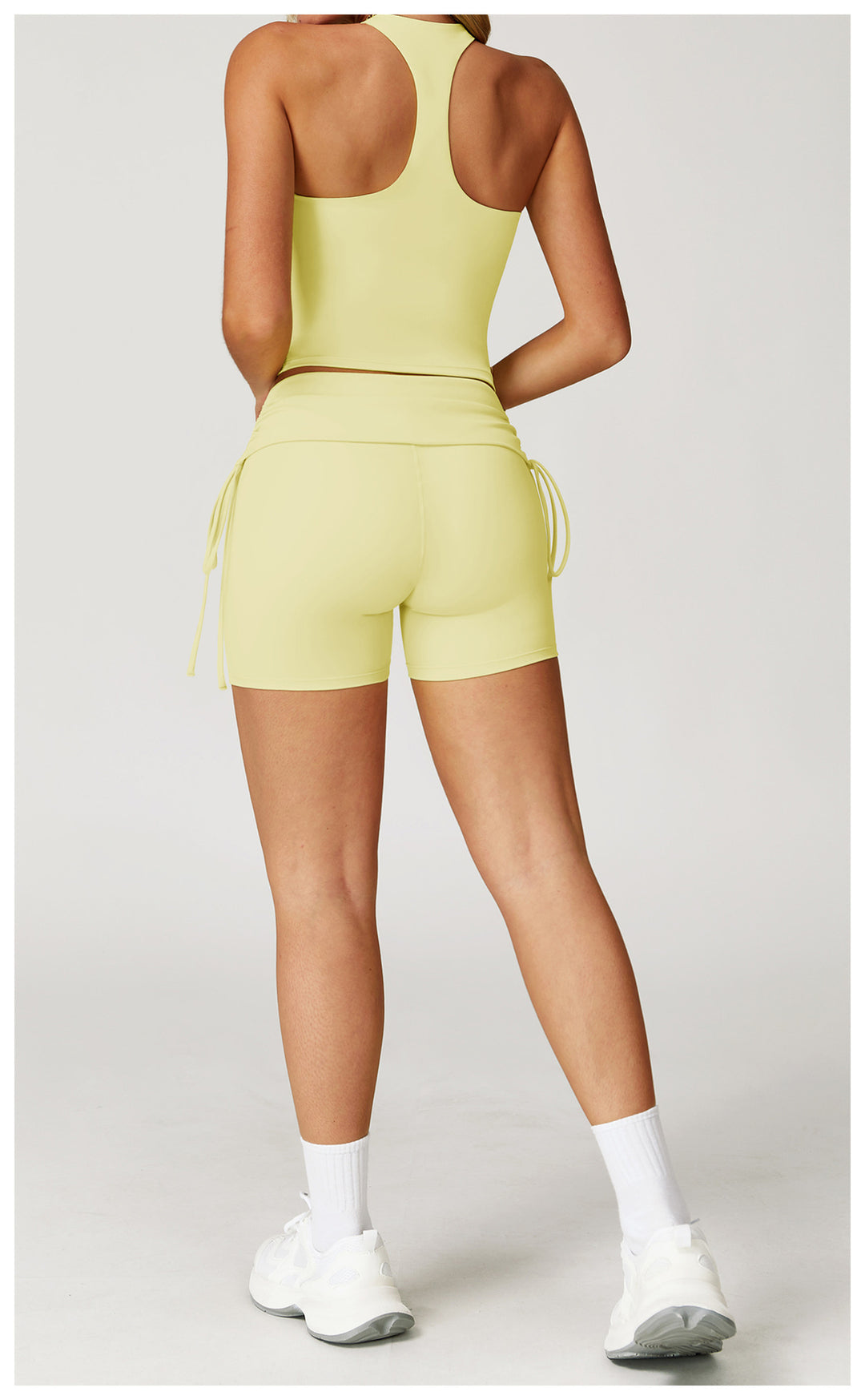 Sollinarry Waist Turning Nude Feel Tight Yoga Shorts Drawstring Outerwear Casual Pants Pilates Sports Shorts for Women