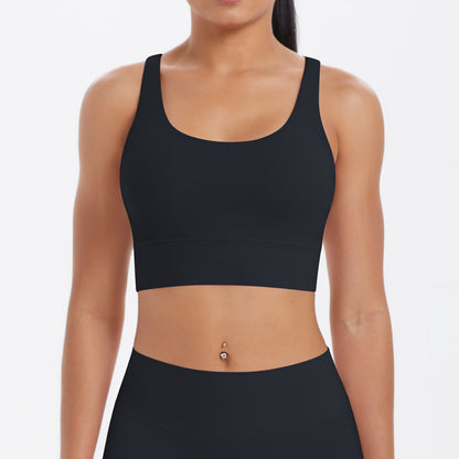 Nude Feel Solid Color Sports Underwear Push up Sexy Double Shoulder Strap Beauty Back Yoga Bra Running Workout Vest Women