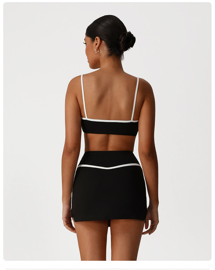 Sports Contrast Color Yoga Skirts High Waist Hip Lift Quick Drying Tennis Skirt Outdoor Sports Casual Skirt