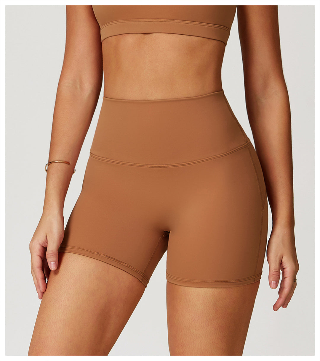 Sollinarry Nude Feel Yoga Shorts Women High Waist Quick Drying Skinny Slimming Shorts Running Exercise Workout Pants