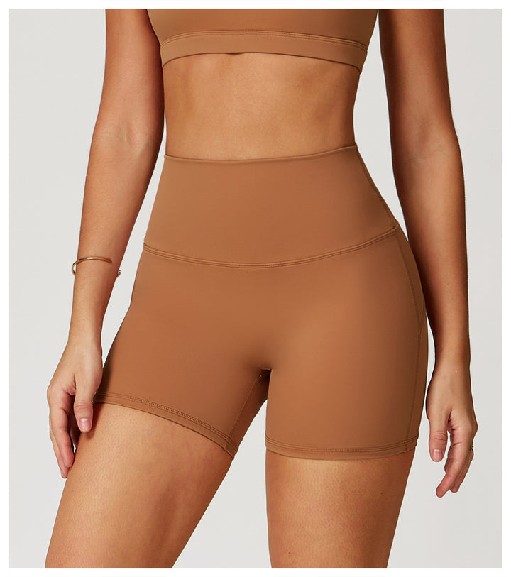Sollinarry Nude Feel Yoga Shorts Women High Waist Quick Drying Skinny Slimming Shorts Running Exercise Workout Pants