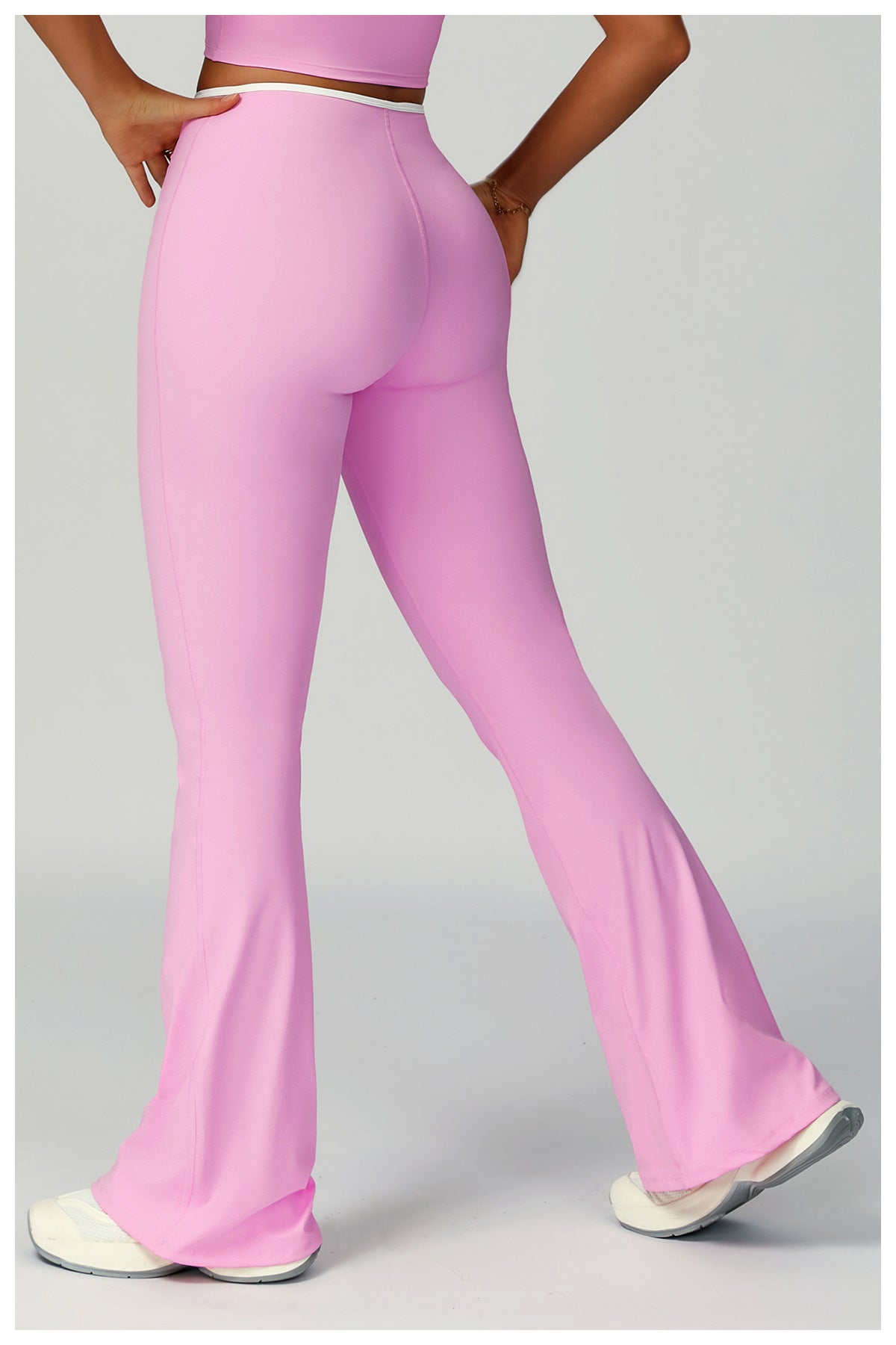 Sollinarry Contrast Color Binding Bell Bottom Pants Yoga Fitness Exercise Bootcut Trousers High Waist Slim Flare Pants Bell-Bottom Pants Women