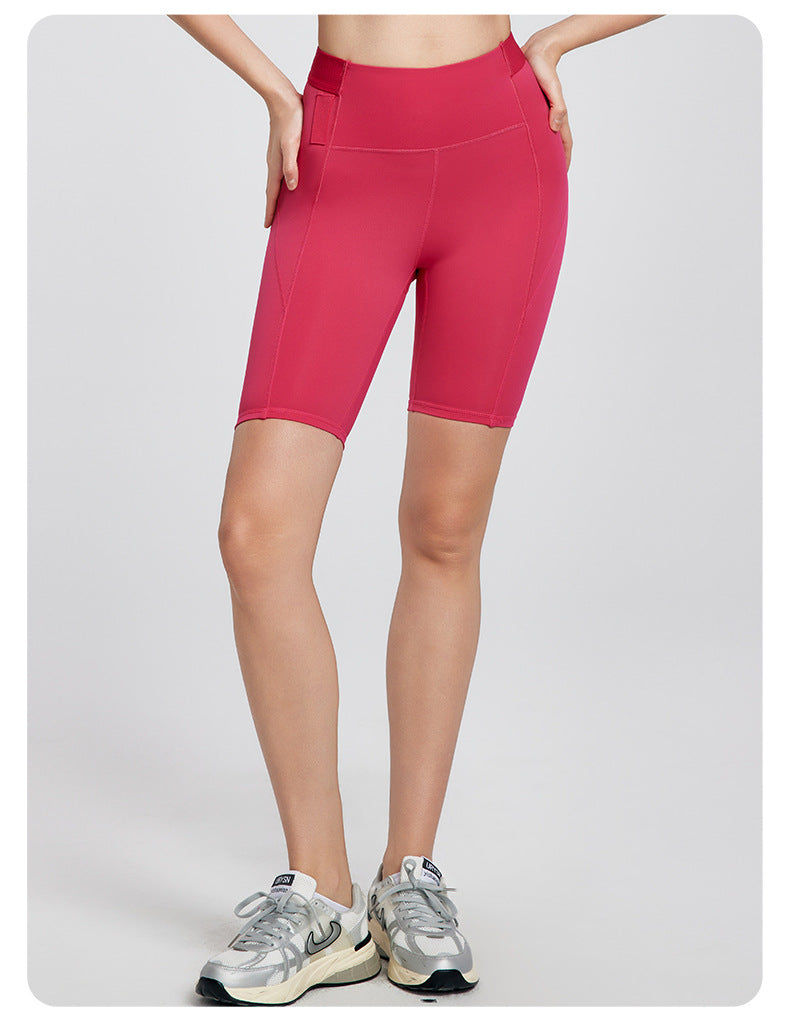Spring Summer Back Waist Pocket Sports Shorts 7A Antibacterial Crotch Side Waist External Waist Bag Yoga Pants Hip Lifting