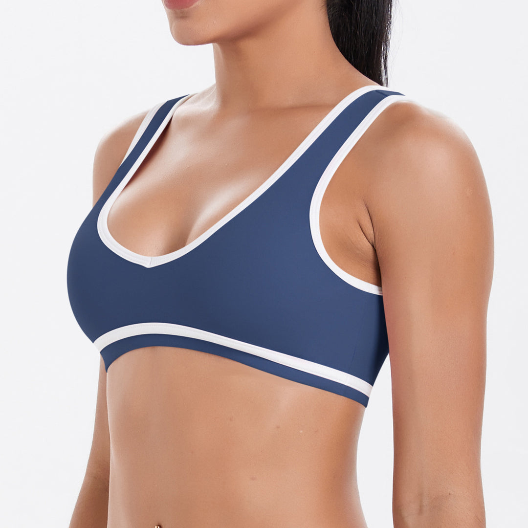 Tight Nude Feel Contrast Color Sports Back Shaping Women Backless Yoga Bra Tennis Workout Clothes Outer Wear Sports Top
