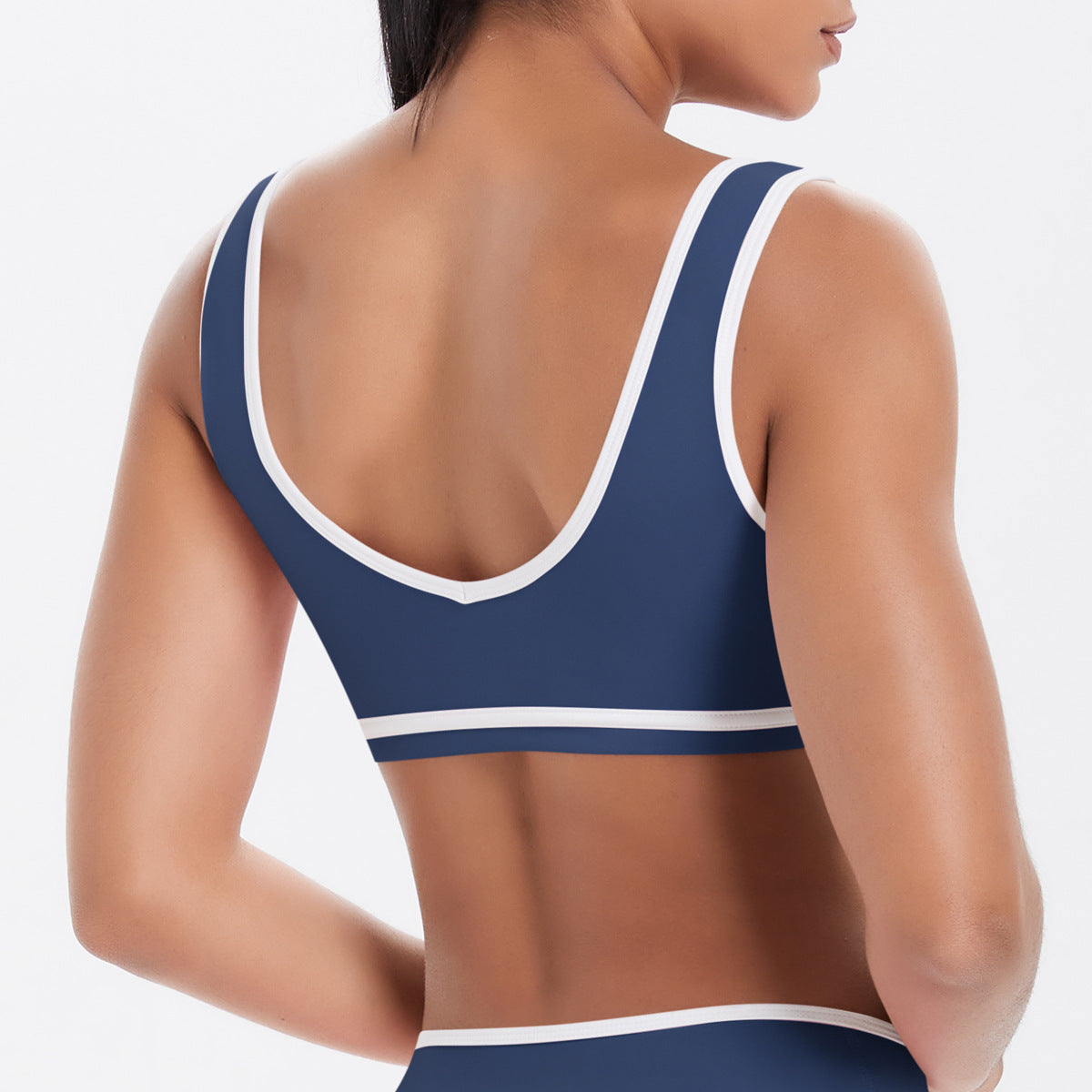 Tight Nude Feel Contrast Color Sports Back Shaping Women Backless Yoga Bra Tennis Workout Clothes Outer Wear Sports Top