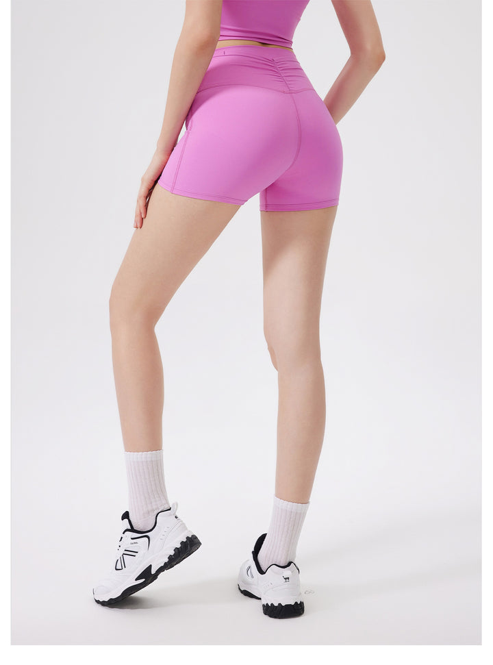 No Embarrassment Pleated Sports Shorts Back Pocket High Waist Hip Lift Cloud Sense Yoga Shorts Outer Wear Running Fitness Pants