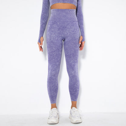 Seamless Washed Moisture-Absorbing Sexy Peach Hip Wicking Yoga Pants Exercise Workout Pants Leggings