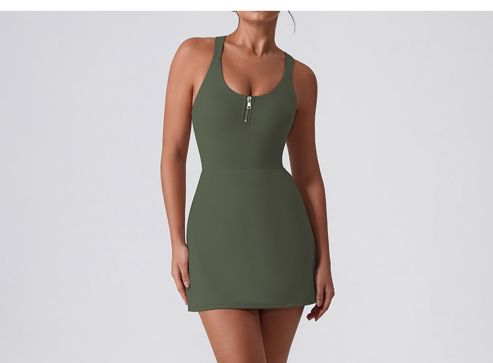 Nude Feel Anti Exposure Basic Sports Dress Summer Outdoor Golf Vest Yoga Tennis Dress