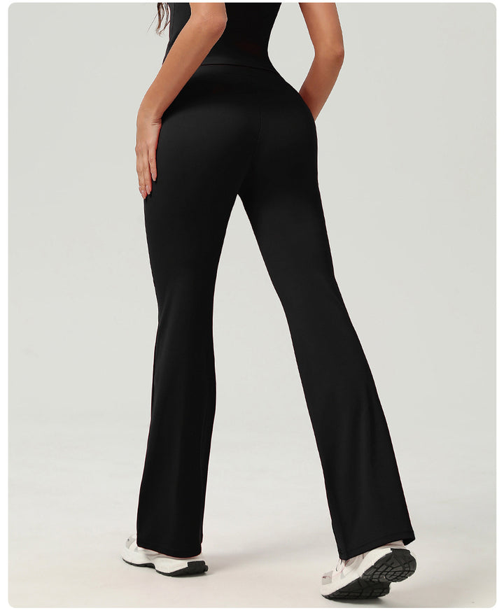 Peach Hip Raise Yoga Bell-Bottom Pants Fitness Sports Wide Legs Bootcut Trousers High Waist Drawstring Quick Drying Yoga Pants Women