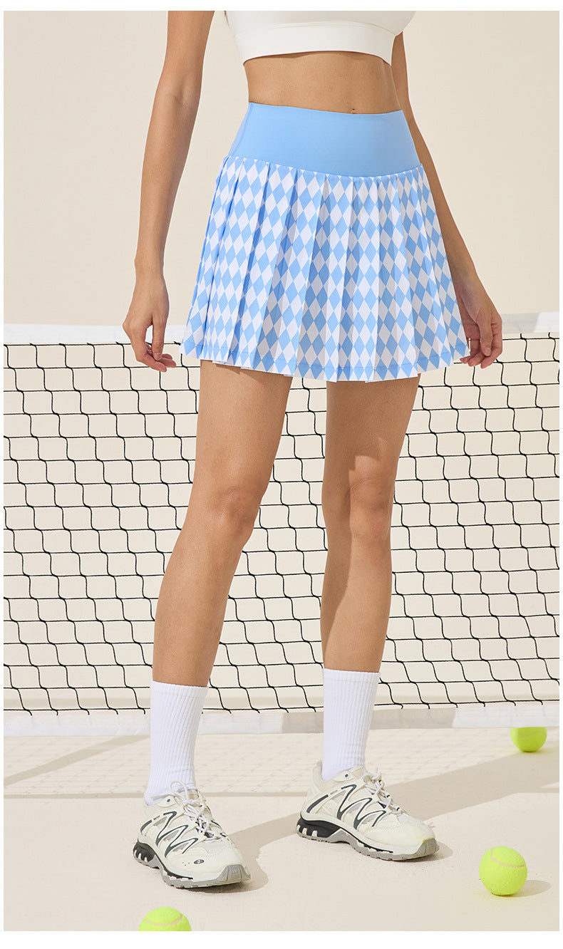 Women Summer High Waist Sports Pleated Skirt with Lining Anti Exposure Quick-Drying Tennis Skirt Casual All Match Yoga Skirt