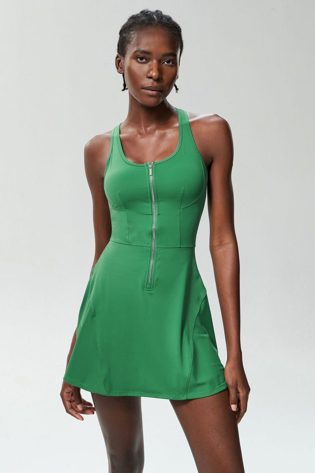 Zipper Sports Tennis Dress Women Anti Exposure Fitness Running Dress Quick Drying Badminton Aerobics Clothing Dress