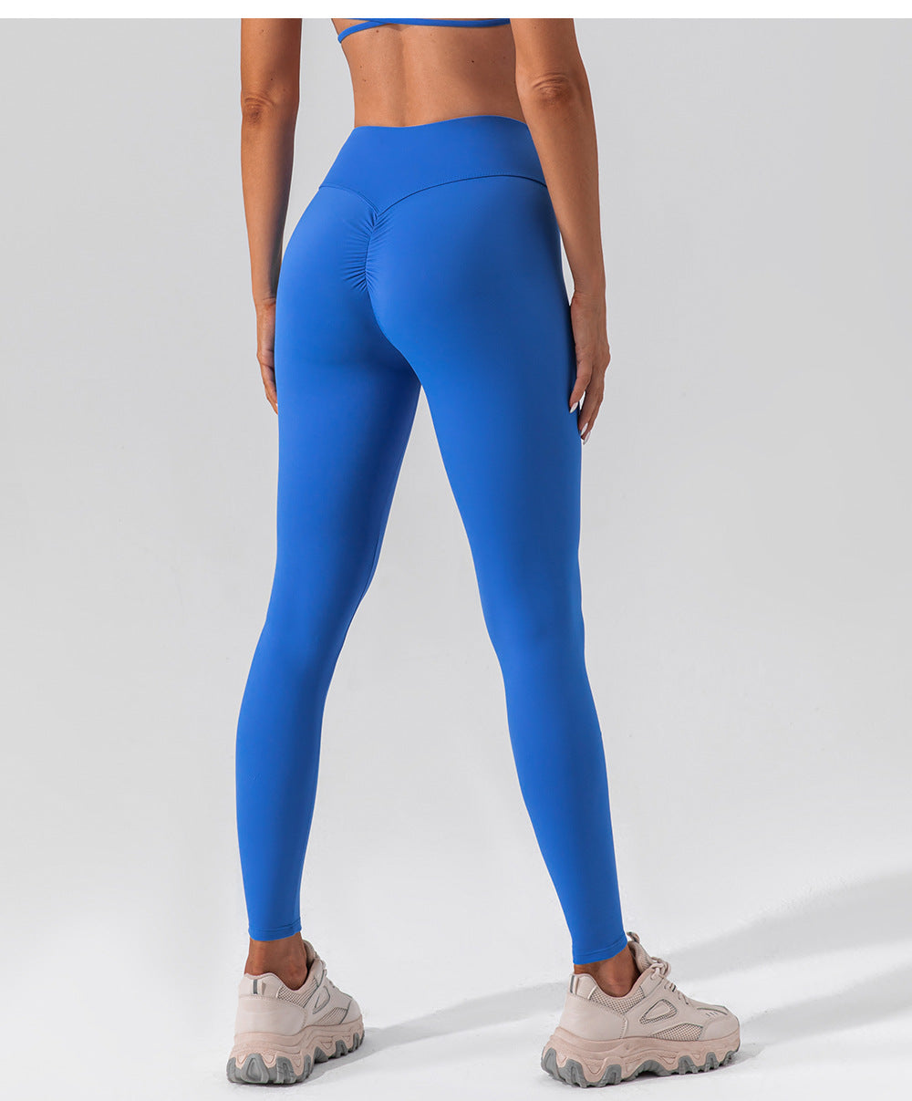 High Waist Stretch Brushed Nude Feel Yoga Pants Hip Lift Belly Shaping Slim Fit Fitness Pants Training Running Workout Pants Women