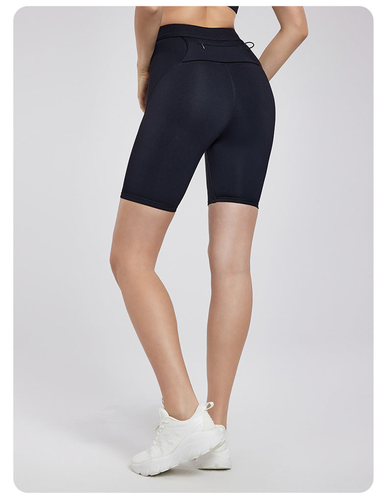Spring Summer Back Waist Pocket Sports Shorts 7A Antibacterial Crotch Side Waist External Waist Bag Yoga Pants Hip Lifting