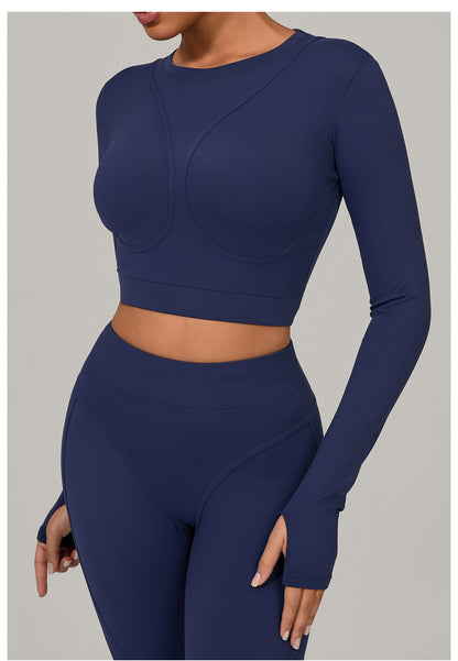 Autumn Sand Brushed Long Sleeve Yoga Clothes High Strength Workout Clothes Pilates Running Sport Long Sleeve Top