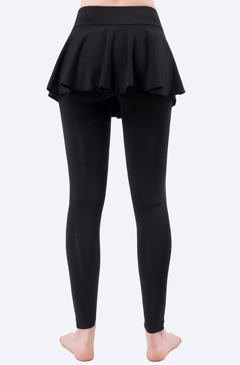 Exposure Yoga Culottes Women Faux Two Piece High Waist Arm Lifting Tights Violently Sweat Sports Pleated Fitness Skirt