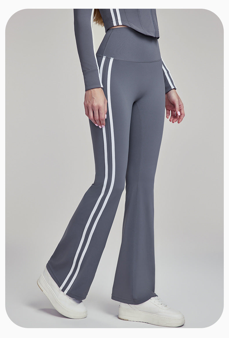 Slim Yoga Trousers Women Outer Wear Thin High Waist Belly Contracting Fitness Bell Bottom Pants Pilates Training Workout Pants