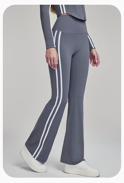 Slim Yoga Trousers Women Outer Wear Thin High Waist Belly Contracting Fitness Bell Bottom Pants Pilates Training Workout Pants