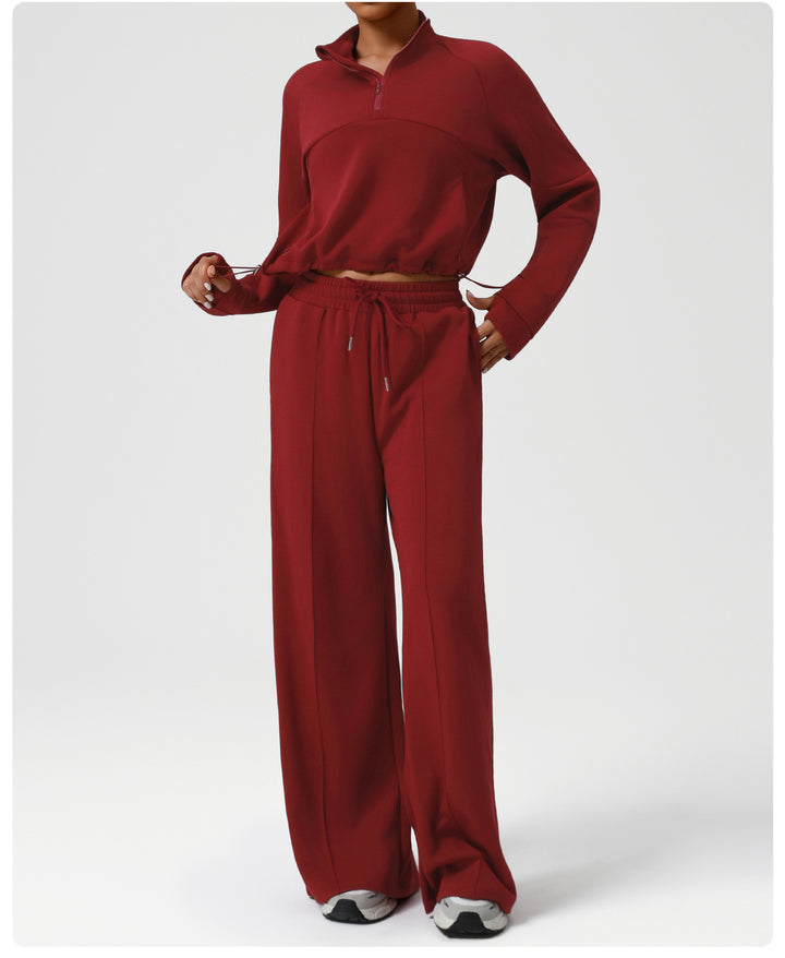 High Waist Drawstring Exercise Casual Pants Autumn Winter Yoga Wide Leg Pants Fashionable All Match Loose Casual Pants