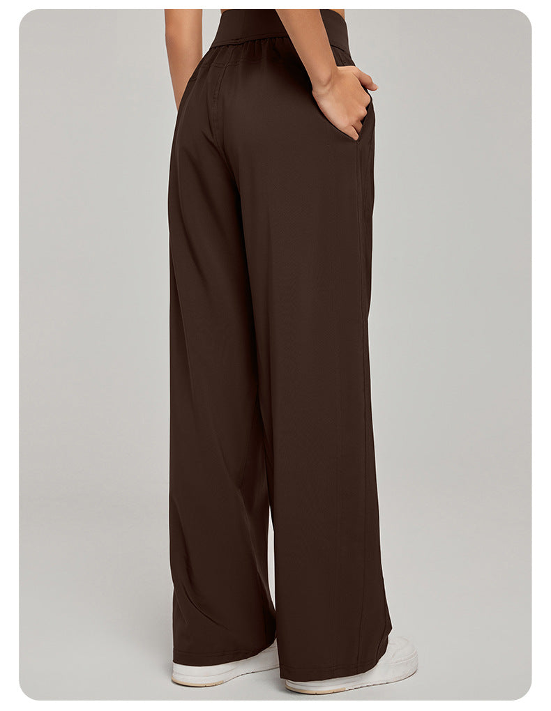 High Waist Figure Flattering Straight Leg Pants Casual Women Loose Slim Fit Wide Leg Track Pants Straight Fitness Yoga Trousers