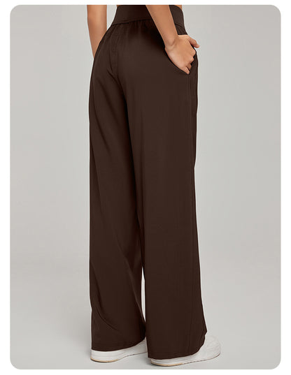 High Waist Figure Flattering Straight Leg Pants Casual Women Loose Slim Fit Wide Leg Track Pants Straight Fitness Yoga Trousers