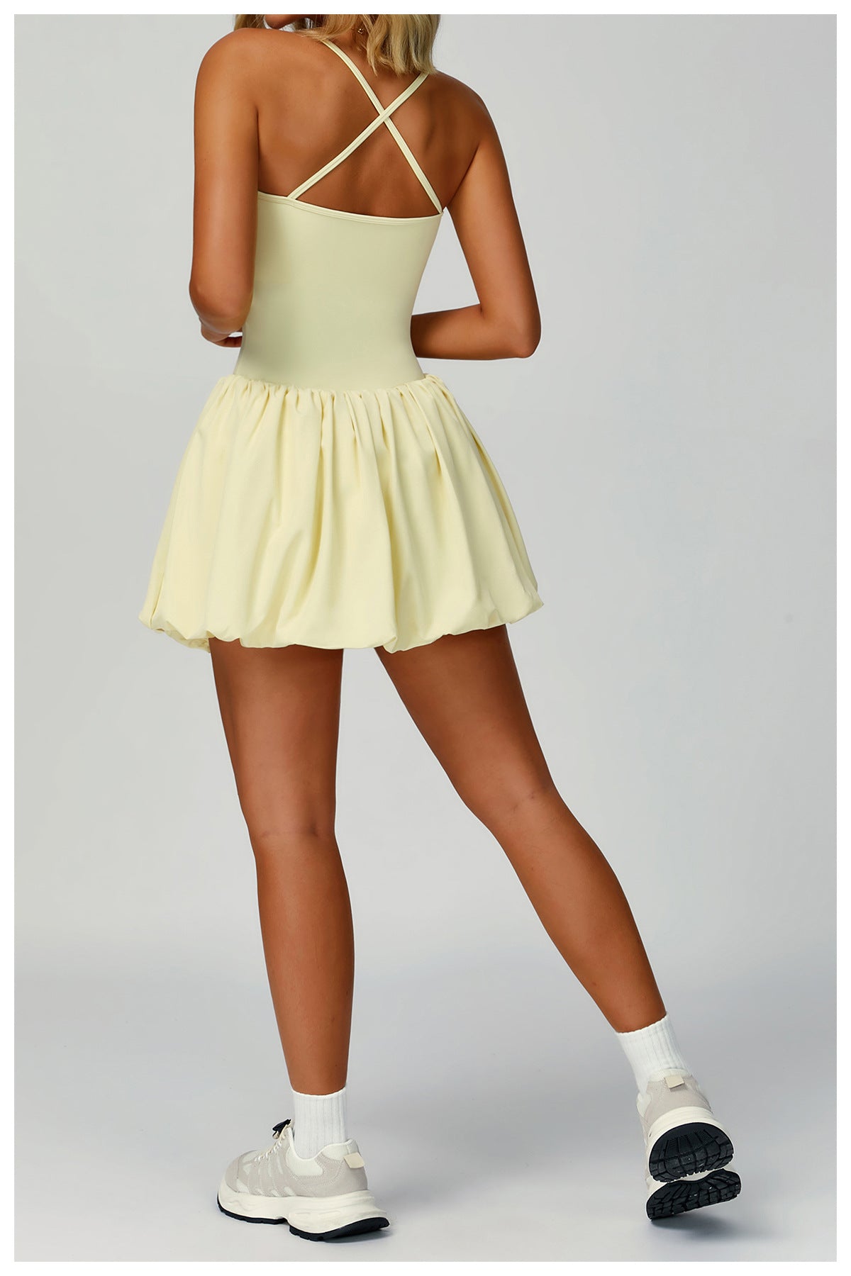 Sollinarry Cross Back Tennis Dress Nude Feel Anti Exposure Exercise Dress Outdoor Casual Running Sports Dress