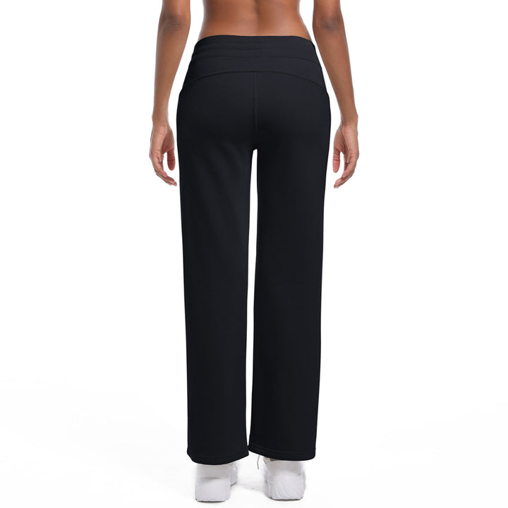 Fleece lined Warm Loose All Match Sports Pants Drawstring Side Pocket Drape Wide Leg Fitness Yoga Pants Women