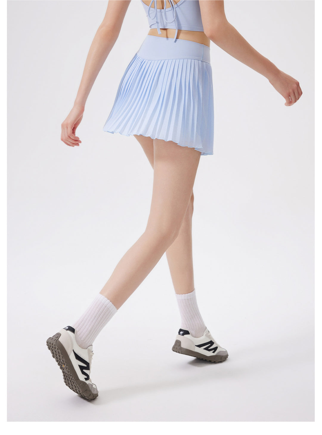 Summer Elastic High Waist Slimming Yoga Skirts Lined Light Belt Pocket Tennis Skirt Casual Outdoor Pleated Skirt